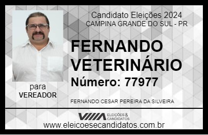 Candidato FERNANDO VETERINÁRIO 2024 - CAMPINA GRANDE DO SUL - Eleições