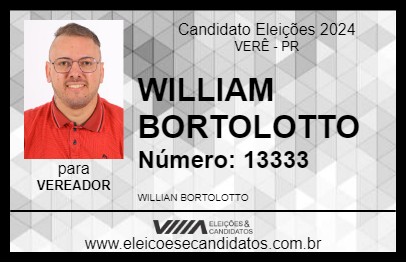 Candidato WILLIAM BORTOLOTTO 2024 - VERÊ - Eleições