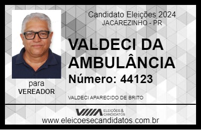 Candidato VALDECI DA AMBULÂNCIA 2024 - JACAREZINHO - Eleições