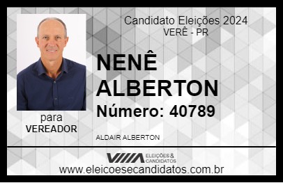 Candidato NENÊ ALBERTON 2024 - VERÊ - Eleições