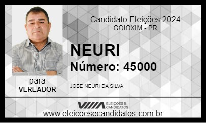 Candidato NEURI 2024 - GOIOXIM - Eleições