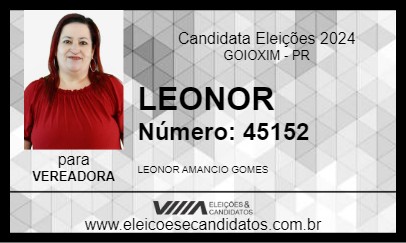 Candidato LEONOR 2024 - GOIOXIM - Eleições