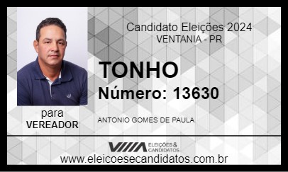 Candidato TONHO 2024 - VENTANIA - Eleições