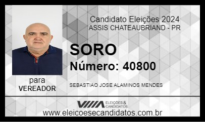 Candidato SORO 2024 - ASSIS CHATEAUBRIAND - Eleições