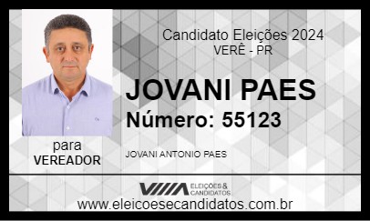 Candidato JOVANI PAES 2024 - VERÊ - Eleições