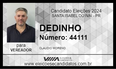 Candidato DEDINHO 2024 - SANTA ISABEL DO IVAÍ - Eleições