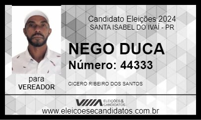 Candidato NEGO DUCA 2024 - SANTA ISABEL DO IVAÍ - Eleições