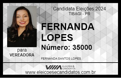 Candidato FERNANDA LOPES 2024 - TIBAGI - Eleições