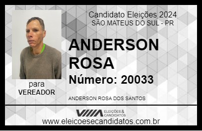 Candidato ANDERSON ROSA 2024 - SÃO MATEUS DO SUL - Eleições