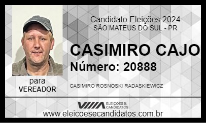 Candidato CASIMIRO CAJO 2024 - SÃO MATEUS DO SUL - Eleições