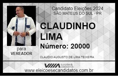 Candidato CLAUDINHO LIMA 2024 - SÃO MATEUS DO SUL - Eleições