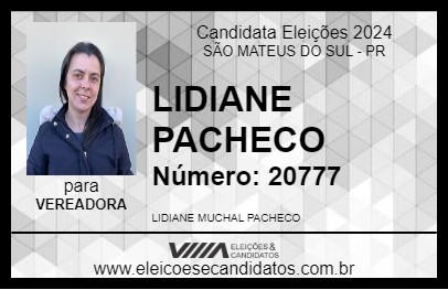 Candidato LIDIANE PACHECO 2024 - SÃO MATEUS DO SUL - Eleições