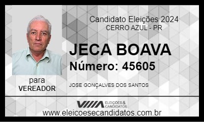 Candidato JECA BOAVA 2024 - CERRO AZUL - Eleições