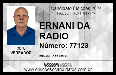 Candidato ERNANI DA RADIO 2024 - PAULO FRONTIN - Eleições