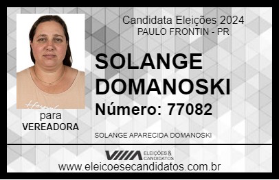 Candidato SOLANGE DOMANOSKI 2024 - PAULO FRONTIN - Eleições