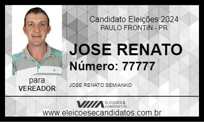 Candidato JOSE RENATO 2024 - PAULO FRONTIN - Eleições