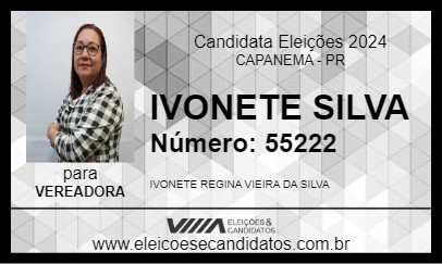 Candidato IVONETE SILVA 2024 - CAPANEMA - Eleições