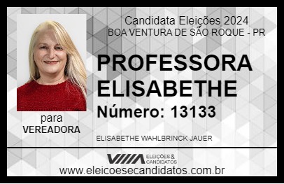 Candidato PROFESSORA ELISABETHE 2024 - BOA VENTURA DE SÃO ROQUE - Eleições