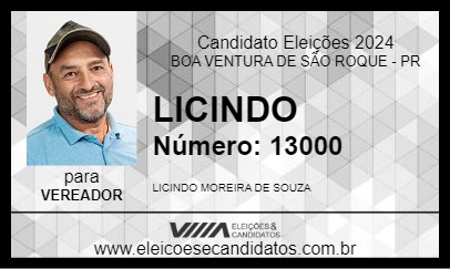 Candidato LICINDO 2024 - BOA VENTURA DE SÃO ROQUE - Eleições