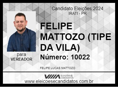 Candidato FELIPE MATTOZO (TIPE DA VILA) 2024 - IRATI - Eleições