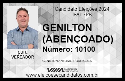 Candidato GENILTON (ABENÇOADO) 2024 - IRATI - Eleições