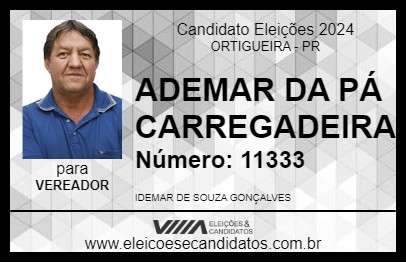 Candidato ADEMAR DA PÁ CARREGADEIRA  2024 - ORTIGUEIRA - Eleições