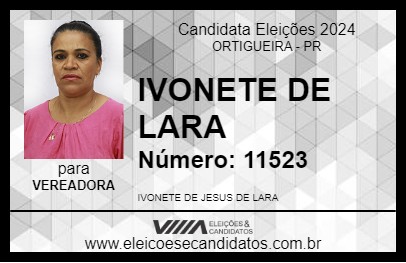 Candidato IVONETE DE LARA 2024 - ORTIGUEIRA - Eleições