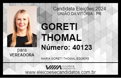 Candidato GORETI THOMAL 2024 - UNIÃO DA VITÓRIA - Eleições