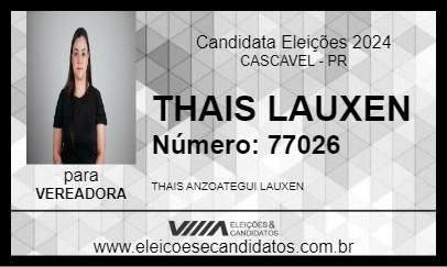 Candidato THAIS  LAUXEN 2024 - CASCAVEL - Eleições