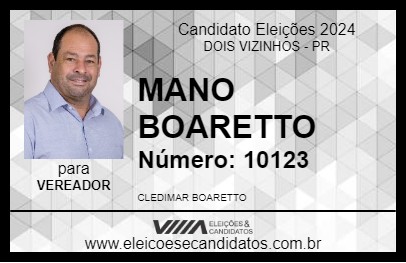 Candidato MANO BOARETTO 2024 - DOIS VIZINHOS - Eleições