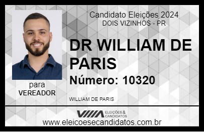 Candidato DR WILLIAM DE PARIS 2024 - DOIS VIZINHOS - Eleições