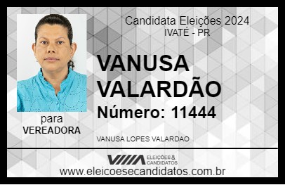 Candidato VANUSA VALARDÃO 2024 - IVATÉ - Eleições