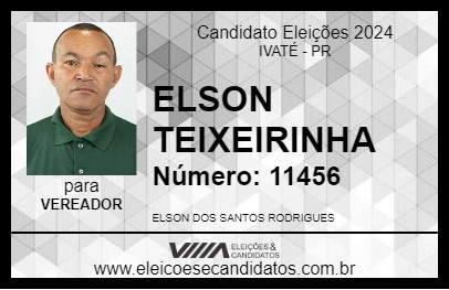 Candidato ELSON TEIXEIRINHA 2024 - IVATÉ - Eleições