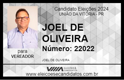 Candidato JOEL DE OLIVEIRA 2024 - UNIÃO DA VITÓRIA - Eleições