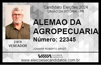 Candidato ALEMAO DA AGROPECUARIA 2024 - UNIÃO DA VITÓRIA - Eleições