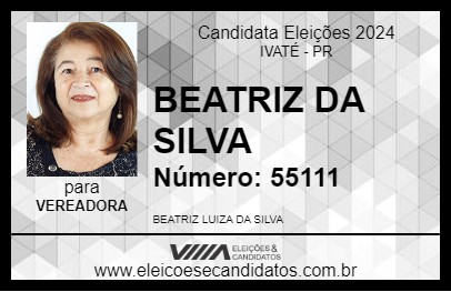 Candidato BEATRIZ DA SILVA 2024 - IVATÉ - Eleições