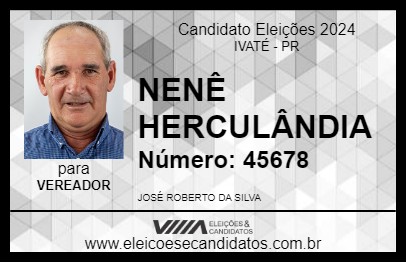 Candidato NENÊ HERCULÂNDIA 2024 - IVATÉ - Eleições