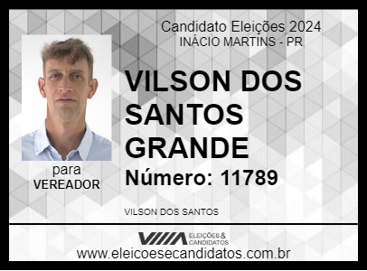 Candidato VILSON DOS SANTOS GRANDE 2024 - INÁCIO MARTINS - Eleições