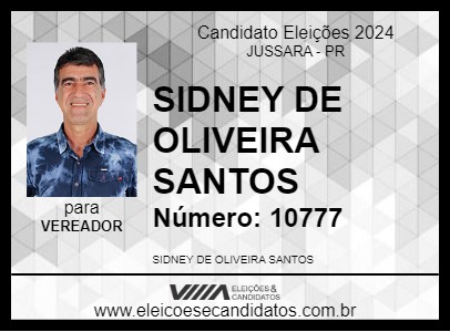 Candidato SIDNEY DE OLIVEIRA SANTOS  2024 - JUSSARA - Eleições