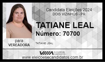 Candidato TATIANE LEAL 2024 - DOIS VIZINHOS - Eleições