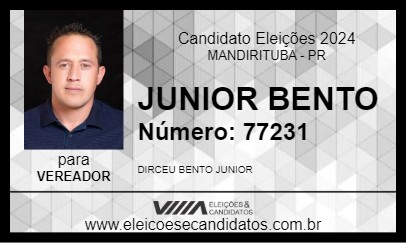 Candidato JUNIOR BENTO 2024 - MANDIRITUBA - Eleições