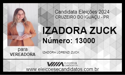 Candidato IZADORA ZUCK 2024 - CRUZEIRO DO IGUAÇU - Eleições