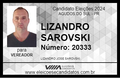 Candidato LIZANDRO SAROVSKY 2024 - AGUDOS DO SUL - Eleições