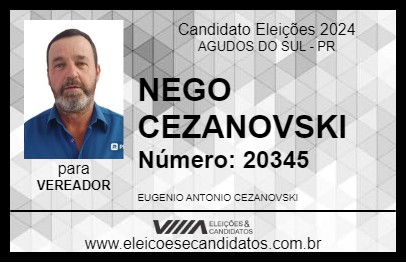 Candidato NEGO CEZANOVSKI 2024 - AGUDOS DO SUL - Eleições