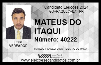 Candidato MATEUS DO ITAQUI 2024 - GUARAQUEÇABA - Eleições