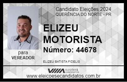 Candidato ELIZEU MOTORISTA 2024 - QUERÊNCIA DO NORTE - Eleições