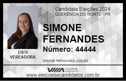 Candidato SIMONE FERNANDES 2024 - QUERÊNCIA DO NORTE - Eleições