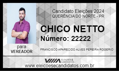 Candidato CHICO NETTO 2024 - QUERÊNCIA DO NORTE - Eleições