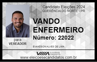 Candidato VANDO ENFERMEIRO 2024 - QUERÊNCIA DO NORTE - Eleições