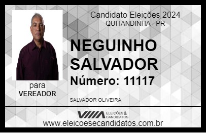 Candidato NEGUINHO SALVADOR 2024 - QUITANDINHA - Eleições